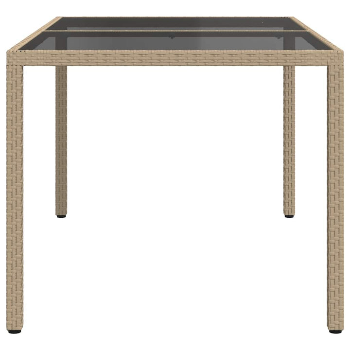 havebord 150x90x75 cm hærdet glas og polyrattan beige