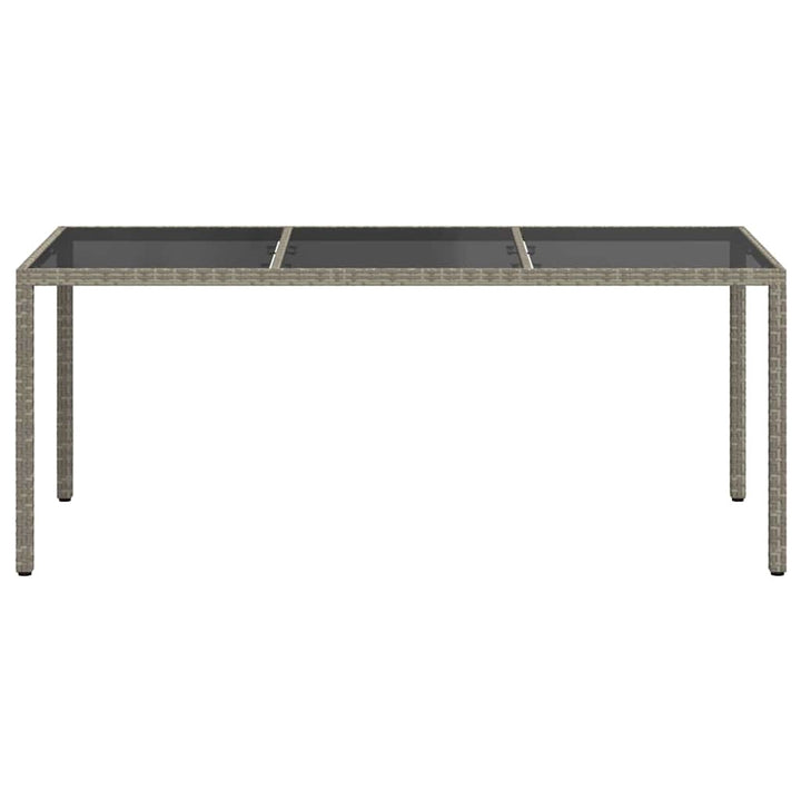 havebord 190x90x75 cm hærdet glas og polyrattan grå