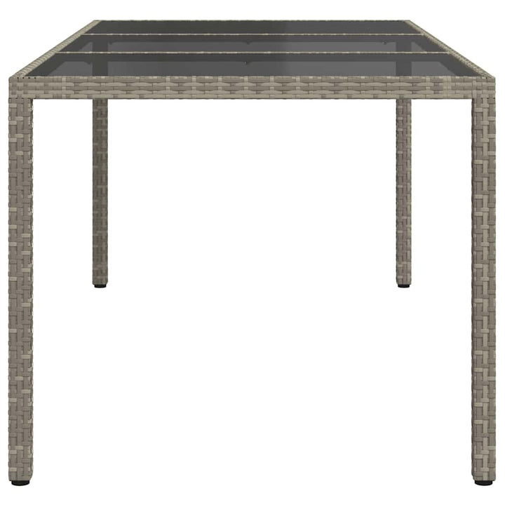 havebord 190x90x75 cm hærdet glas og polyrattan grå