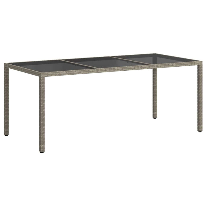 havebord 190x90x75 cm hærdet glas og polyrattan grå