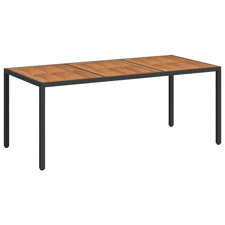 havebord 190x90x75 cm polyrattan og akacietræ sort