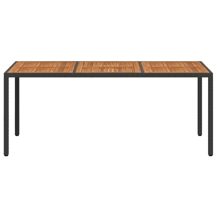 havebord 190x90x75 cm polyrattan og akacietræ sort