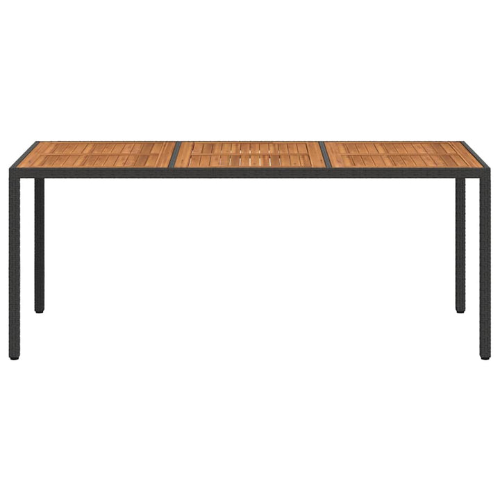 havebord 190x90x75 cm polyrattan og akacietræ sort