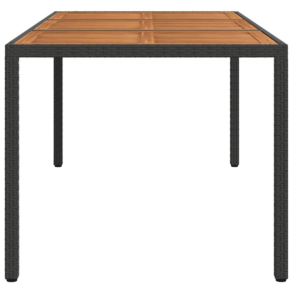 havebord 190x90x75 cm polyrattan og akacietræ sort