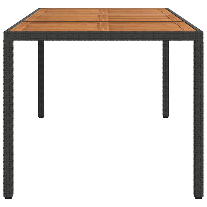 havebord 190x90x75 cm polyrattan og akacietræ sort