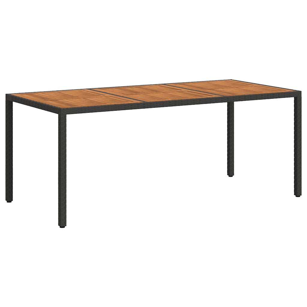 havebord 190x90x75 cm polyrattan og akacietræ sort