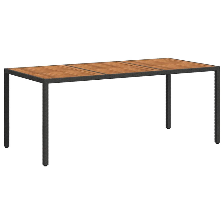 havebord 190x90x75 cm polyrattan og akacietræ sort