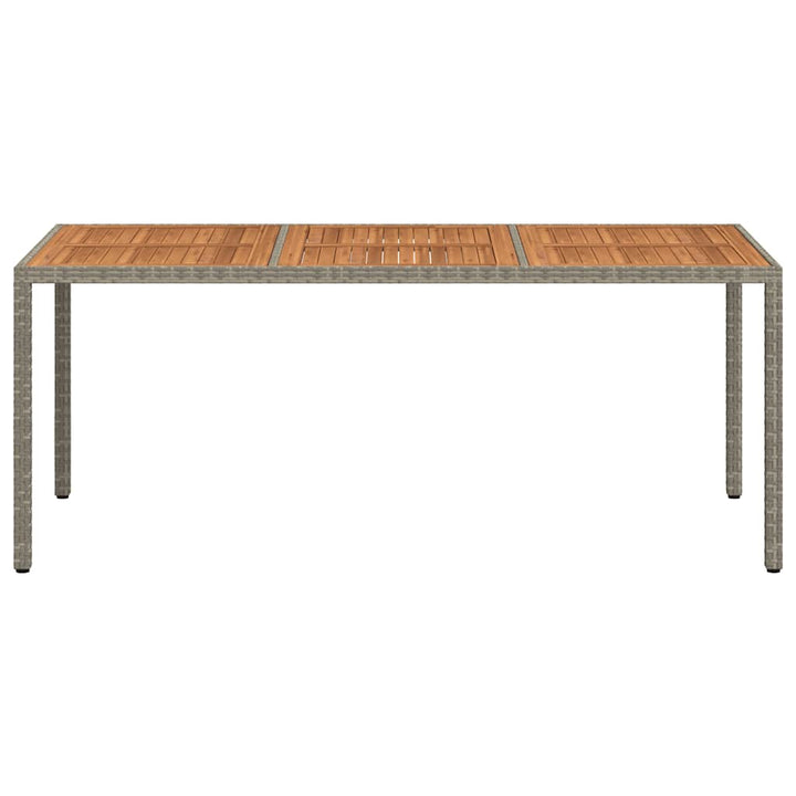 havebord 190x90x75 cm polyrattan og akacietræ grå