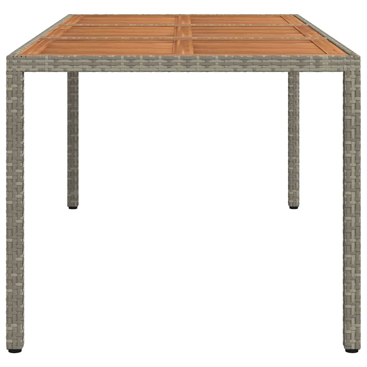 havebord 190x90x75 cm polyrattan og akacietræ grå