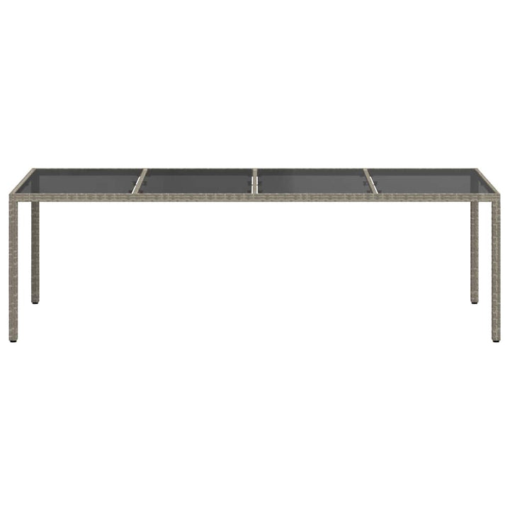 havebord 250x100x75 cm hærdet glas og polyrattan grå