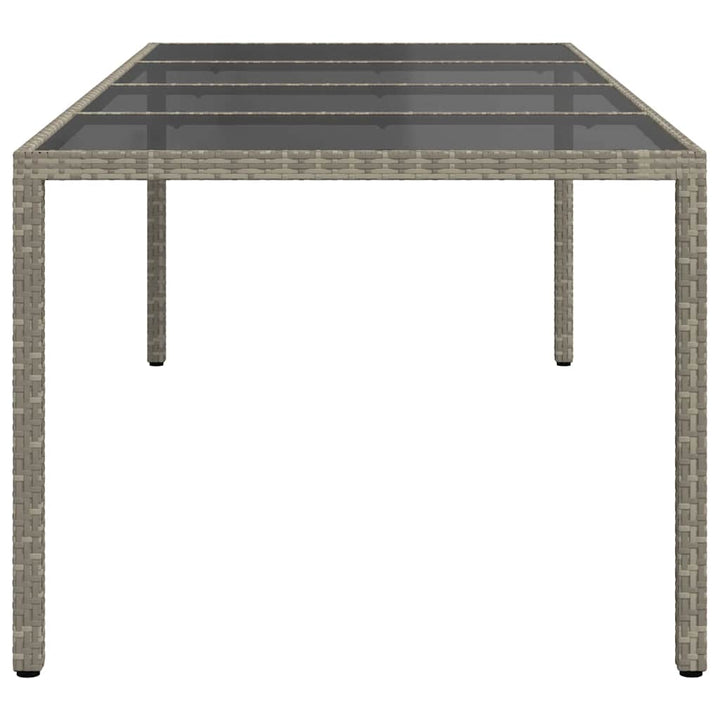 havebord 250x100x75 cm hærdet glas og polyrattan grå
