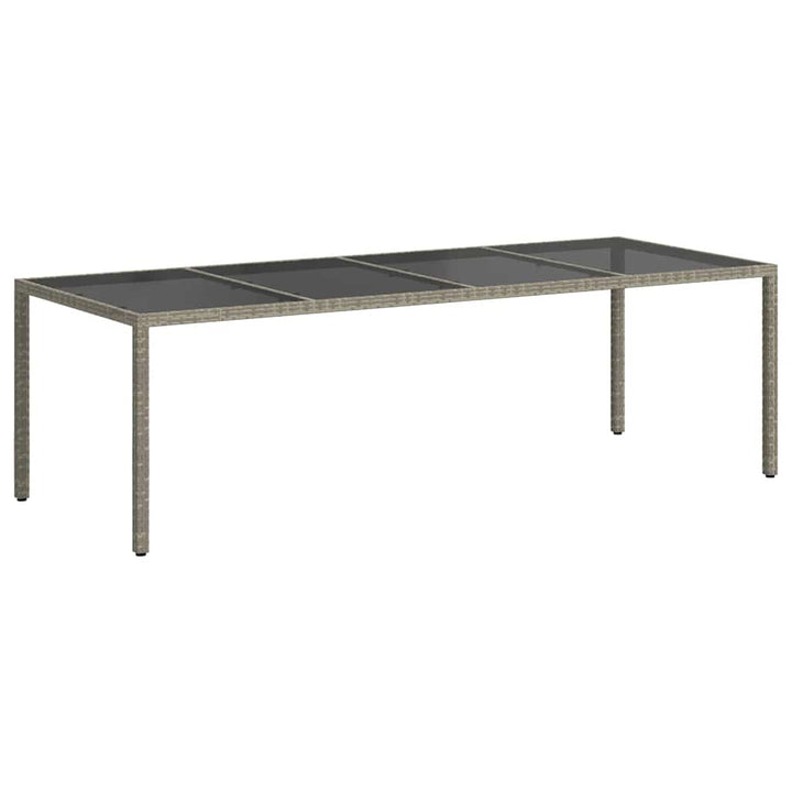 havebord 250x100x75 cm hærdet glas og polyrattan grå