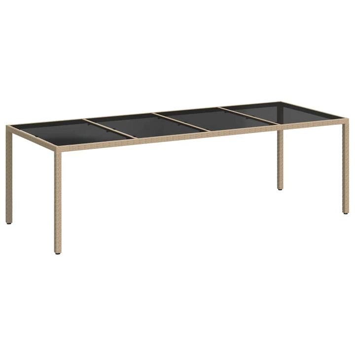 havebord 250x100x75 cm hærdet glas og polyrattan beige
