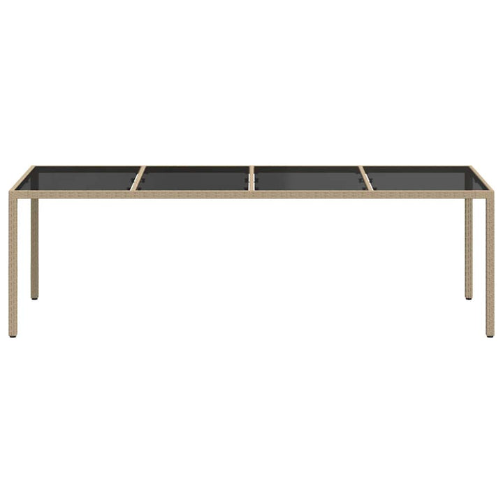 havebord 250x100x75 cm hærdet glas og polyrattan beige