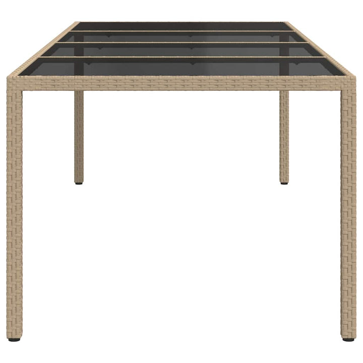 havebord 250x100x75 cm hærdet glas og polyrattan beige