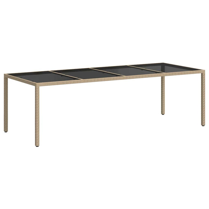 havebord 250x100x75 cm hærdet glas og polyrattan beige
