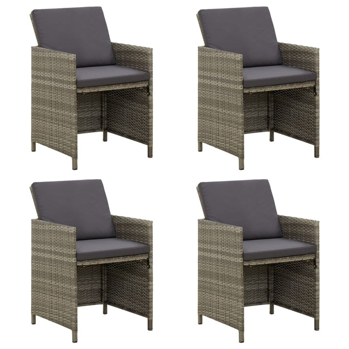 havestole med hynder 4 stk. polyrattan grå