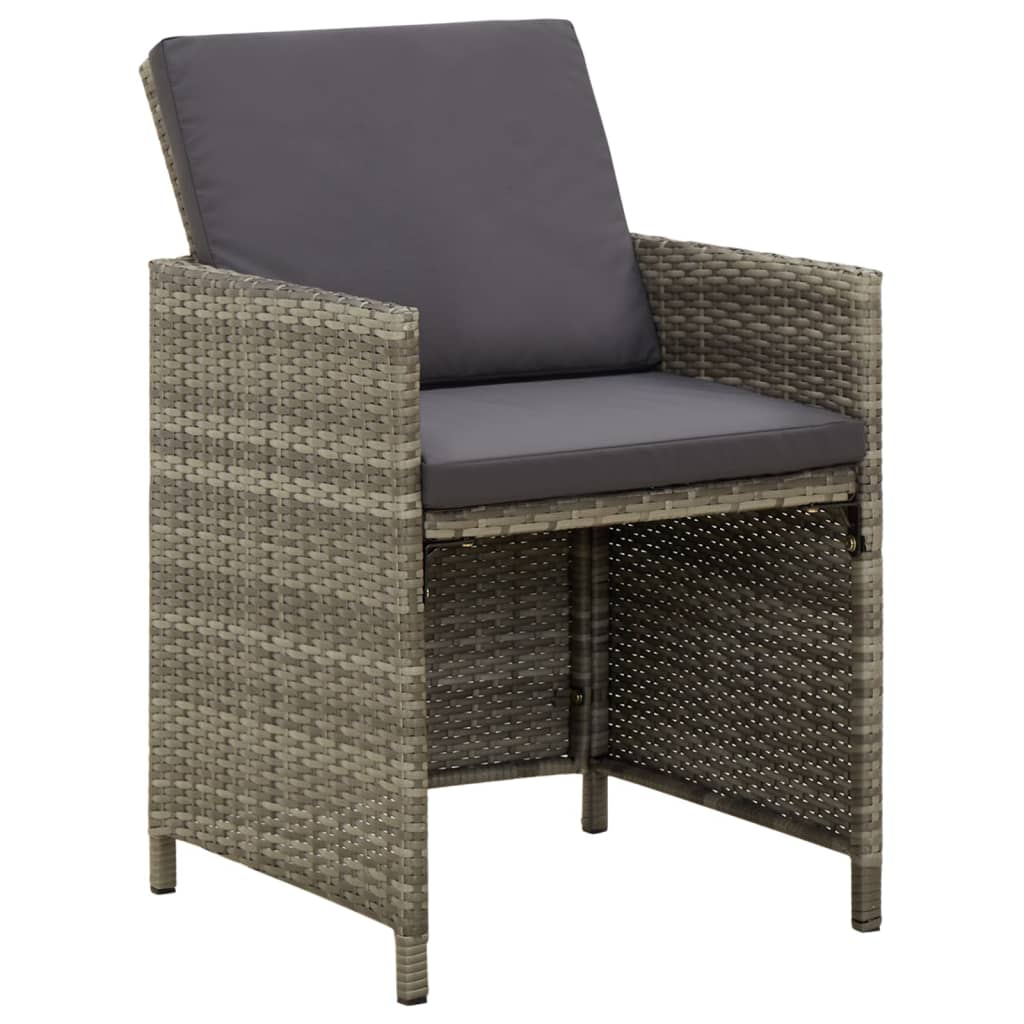 havestole med hynder 4 stk. polyrattan grå