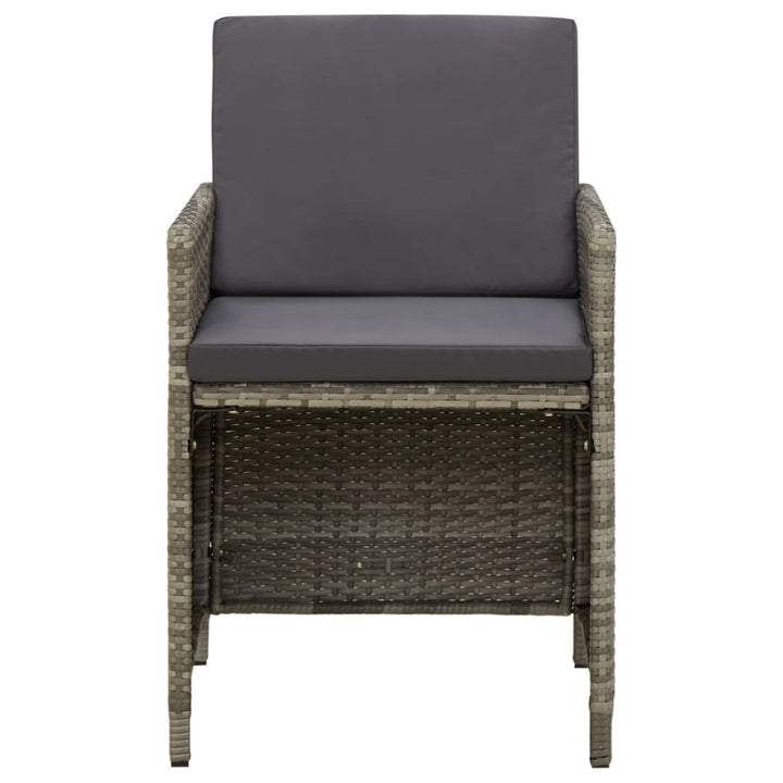 havestole med hynder 4 stk. polyrattan grå
