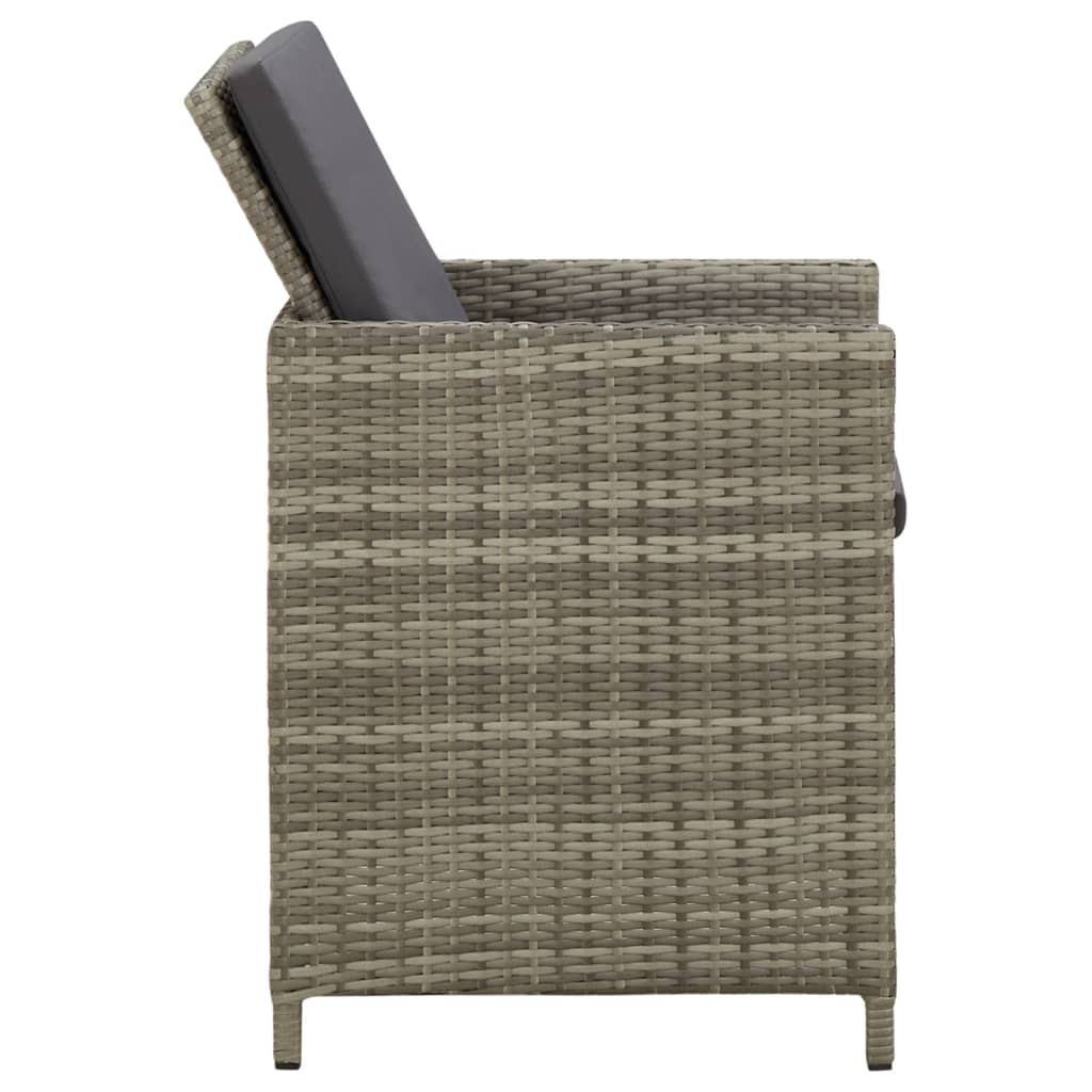 havestole med hynder 4 stk. polyrattan grå