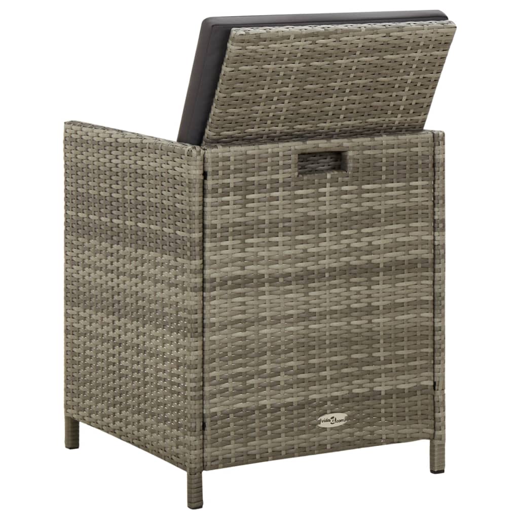 havestole med hynder 4 stk. polyrattan grå