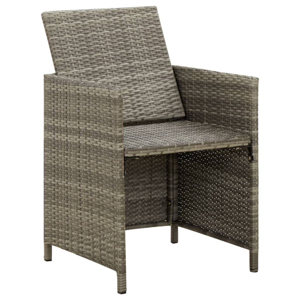 havestole med hynder 4 stk. polyrattan grå