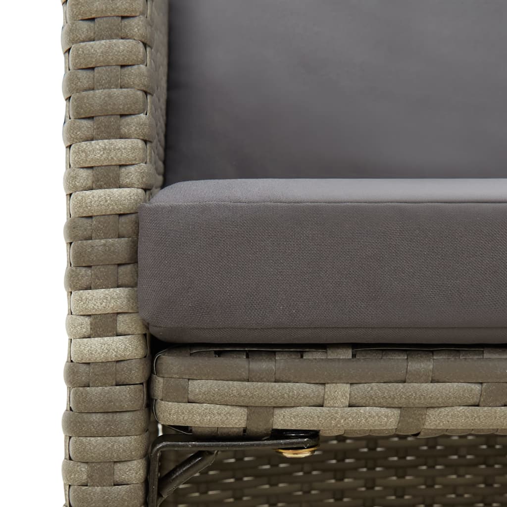 havestole med hynder 4 stk. polyrattan grå