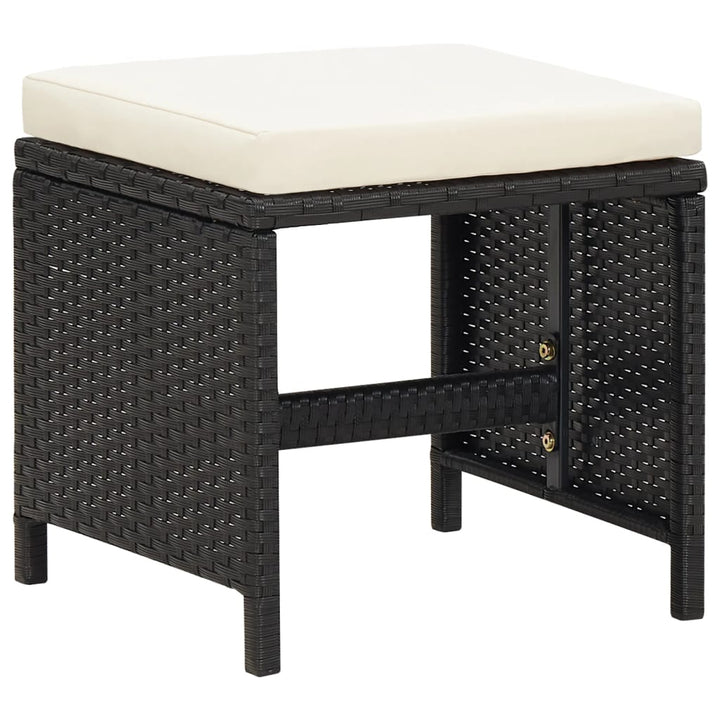 havestol med skamler 4 dele polyrattan sort