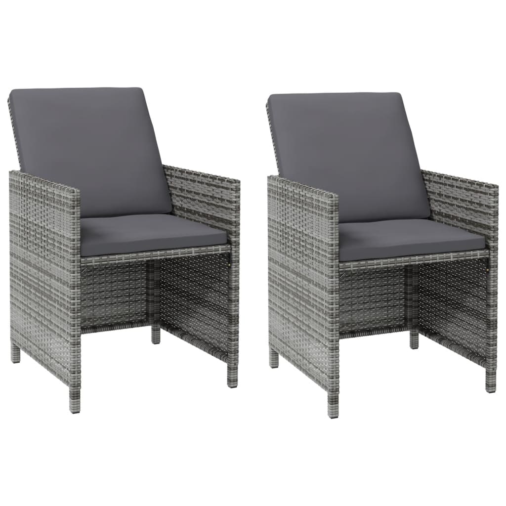 havestole med skamler 4 dele polyrattan grå