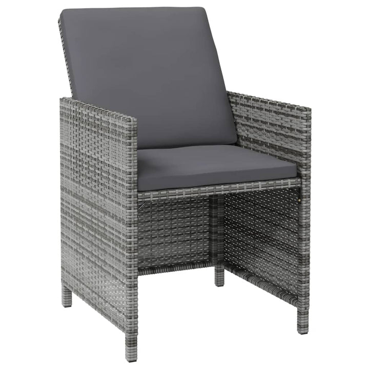 havestole med skamler 4 dele polyrattan grå