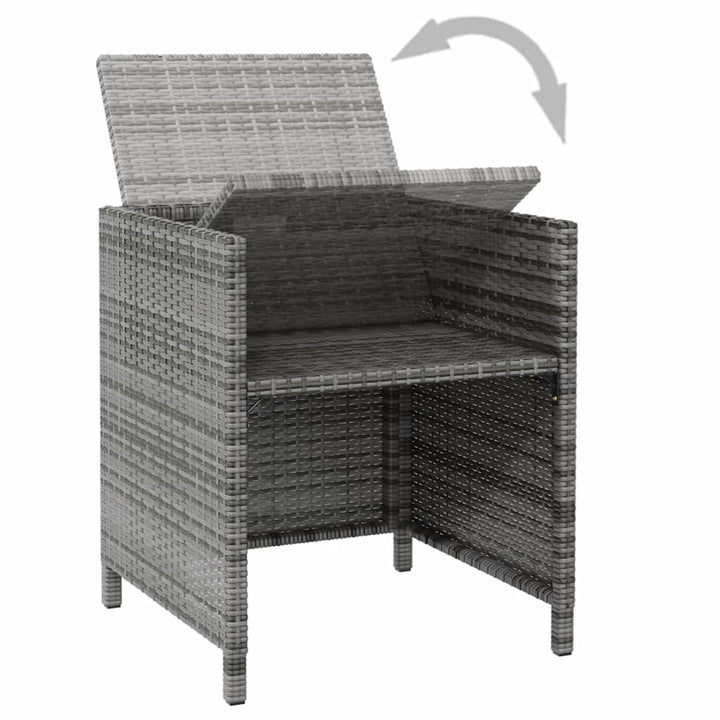 havestole med skamler 4 dele polyrattan grå