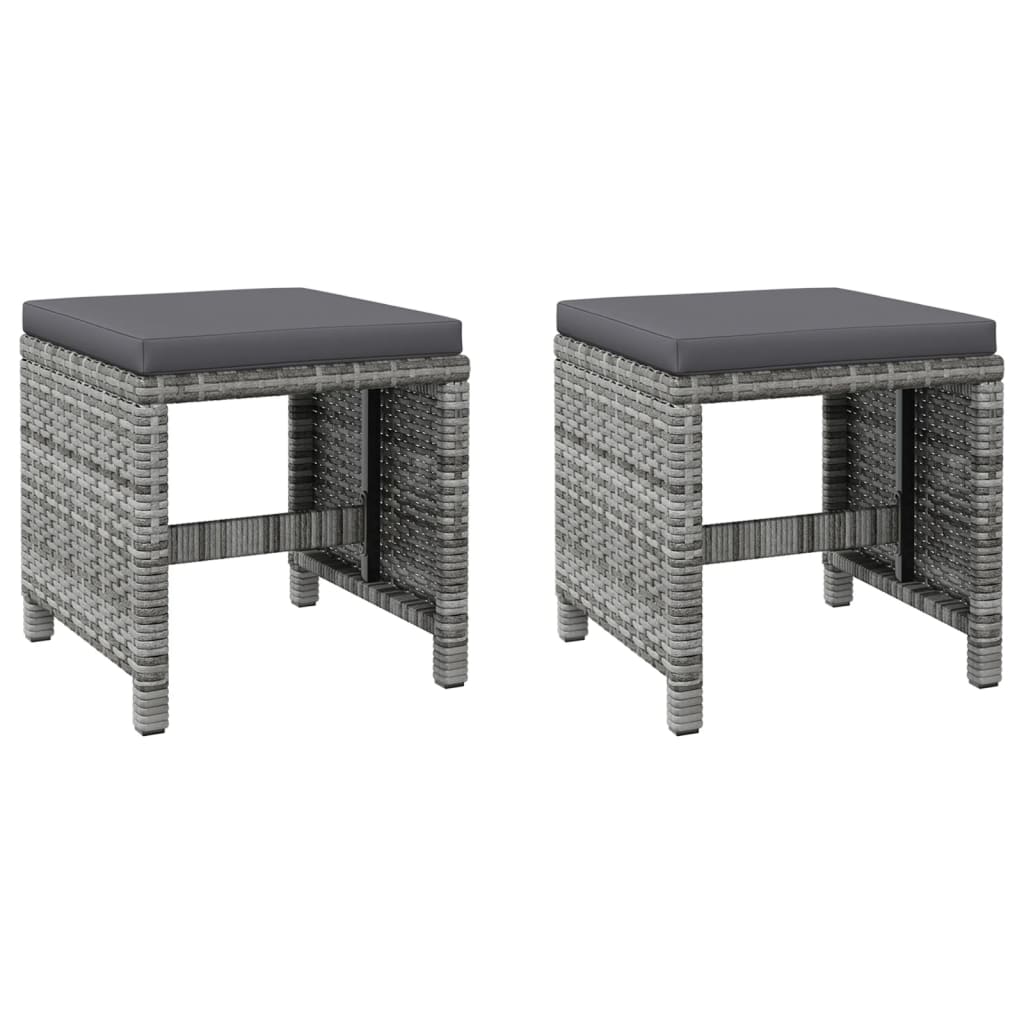 havestole med skamler 4 dele polyrattan grå
