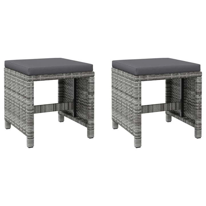 havestole med skamler 4 dele polyrattan grå