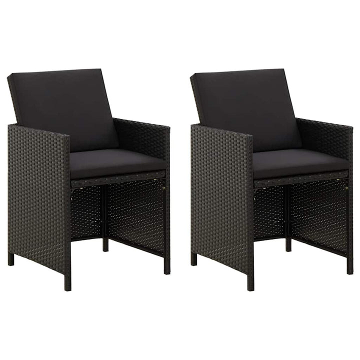 havestole med hynder 2 stk. polyrattan sort