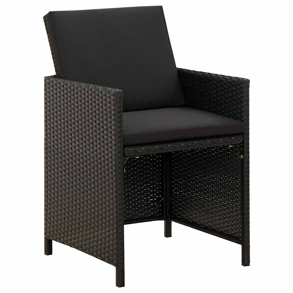 havestole med hynder 2 stk. polyrattan sort