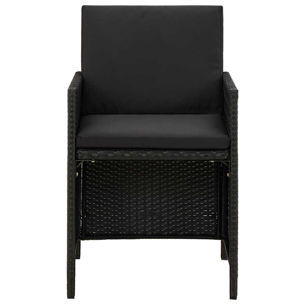 havestole med hynder 2 stk. polyrattan sort