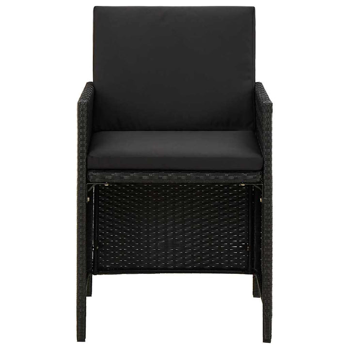 havestole med hynder 2 stk. polyrattan sort