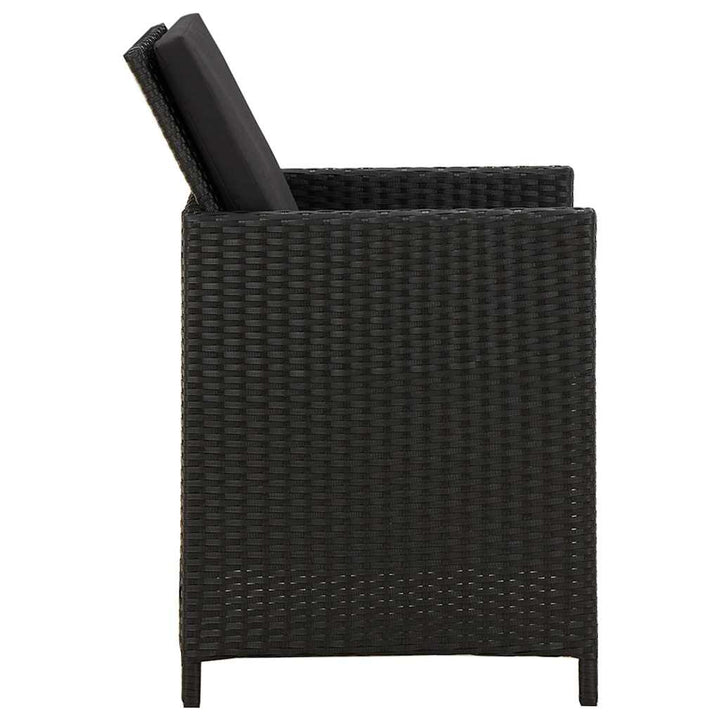 havestole med hynder 2 stk. polyrattan sort