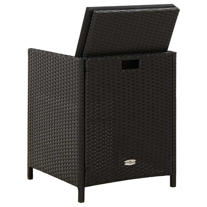 havestole med hynder 2 stk. polyrattan sort