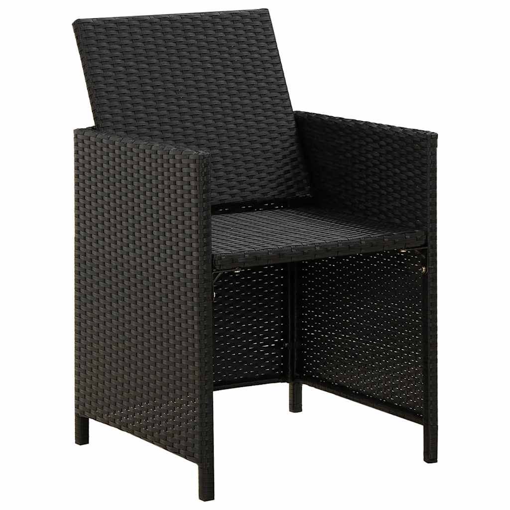 havestole med hynder 2 stk. polyrattan sort