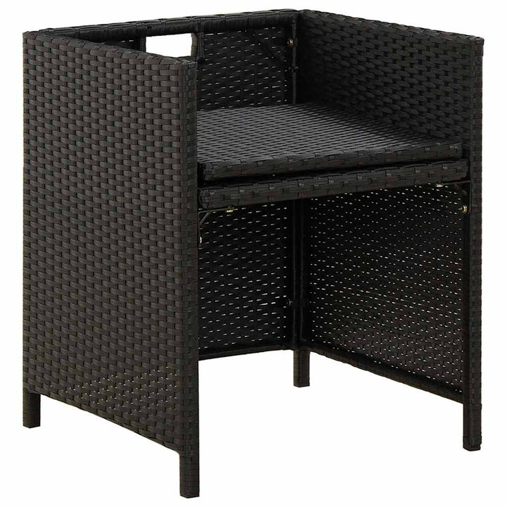 havestole med hynder 2 stk. polyrattan sort