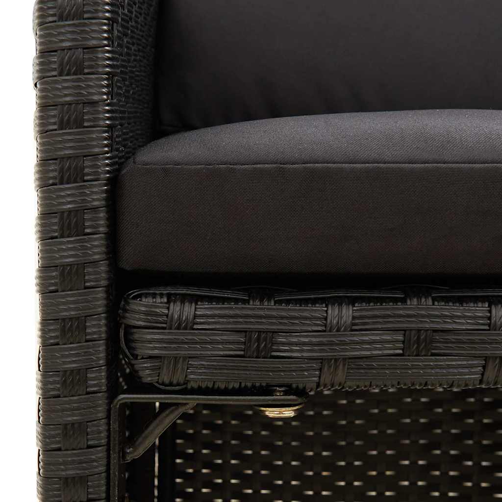 havestole med hynder 2 stk. polyrattan sort