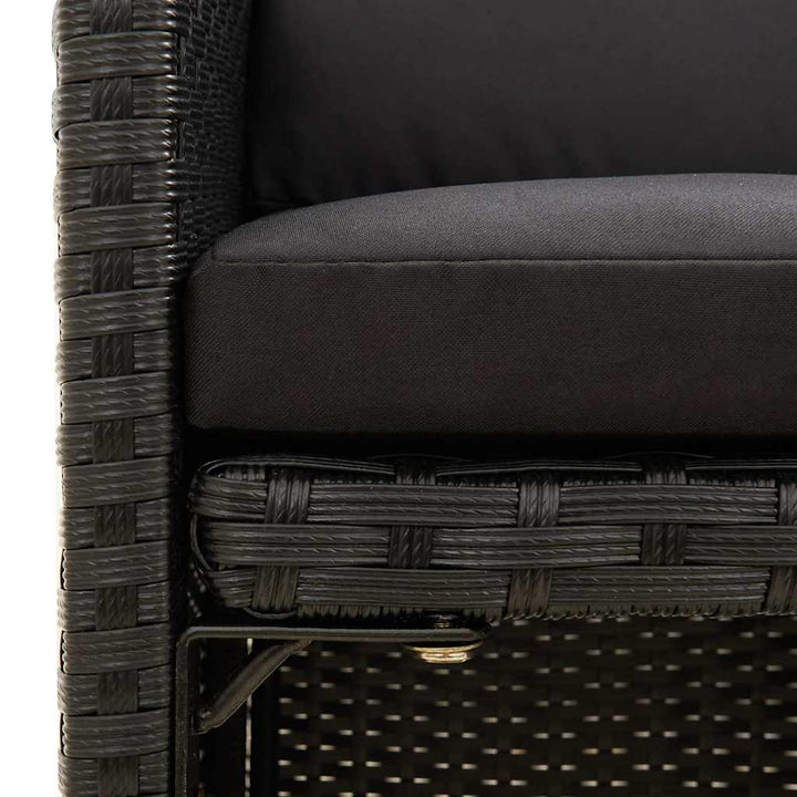 havestole med hynder 2 stk. polyrattan sort