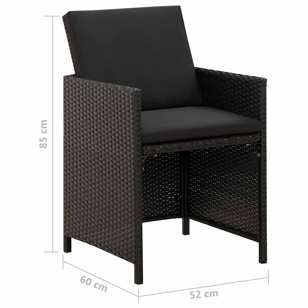 havestole med hynder 2 stk. polyrattan sort