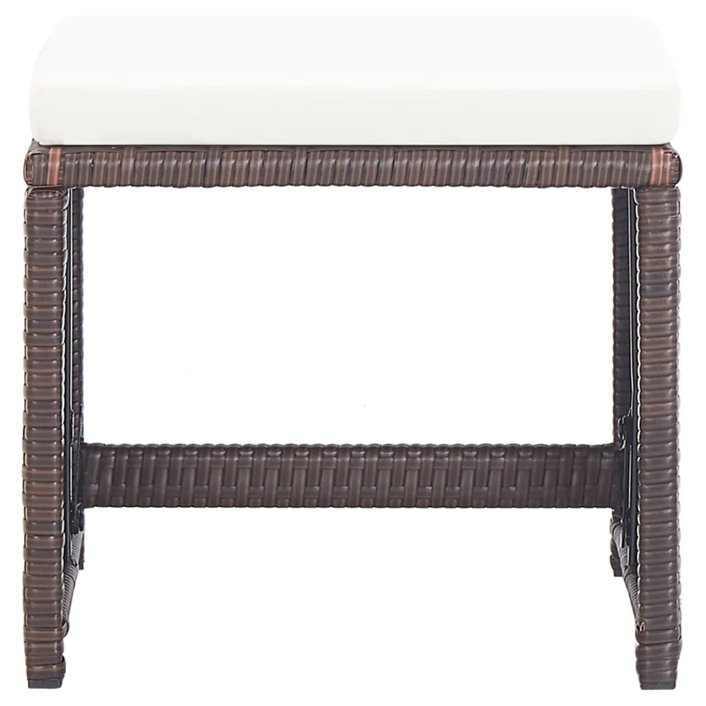 havetaburetter 4 stk. med hynder polyrattan brun
