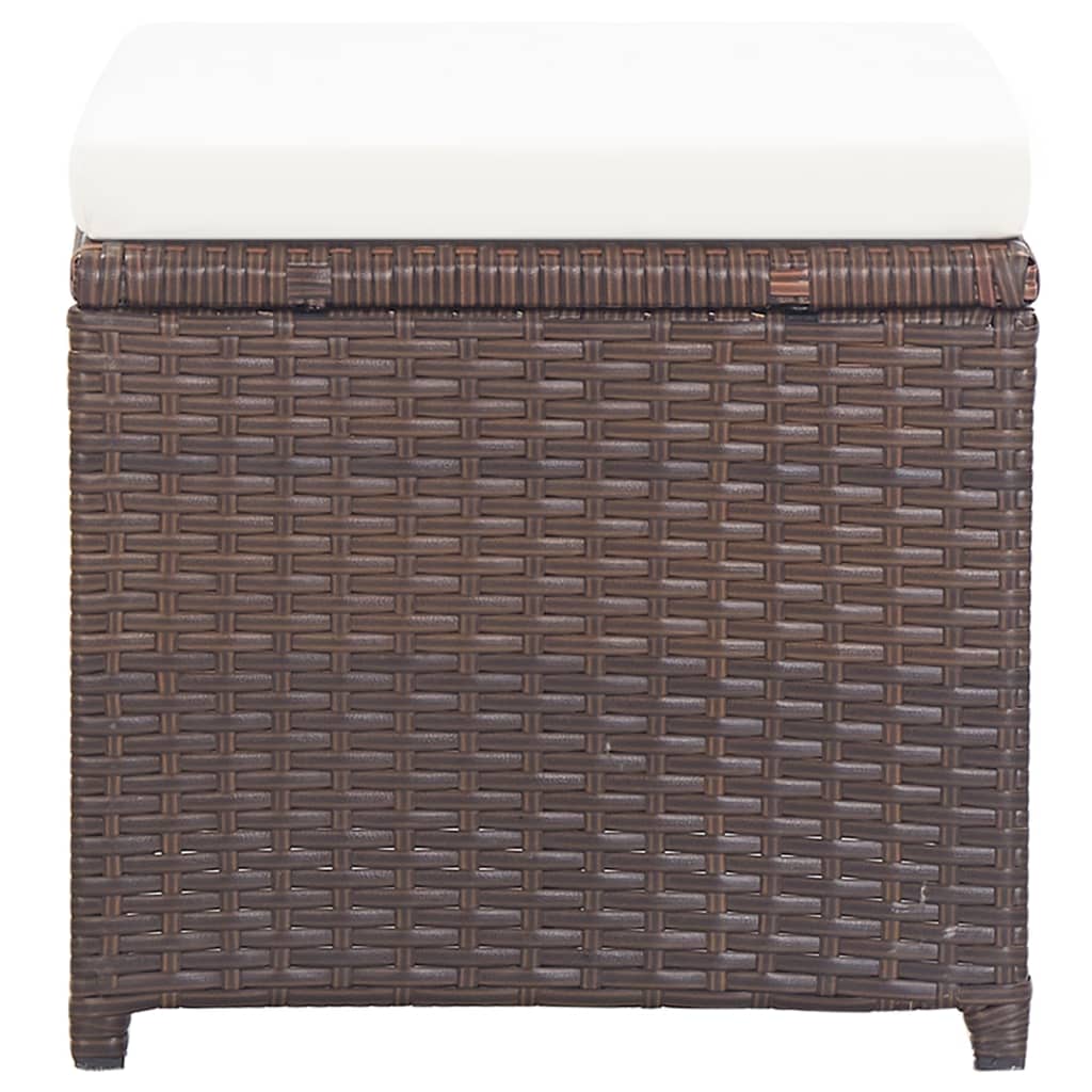 havetaburetter 4 stk. med hynder polyrattan brun