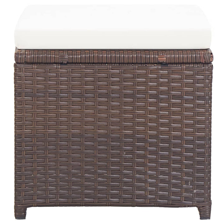 havetaburetter 4 stk. med hynder polyrattan brun