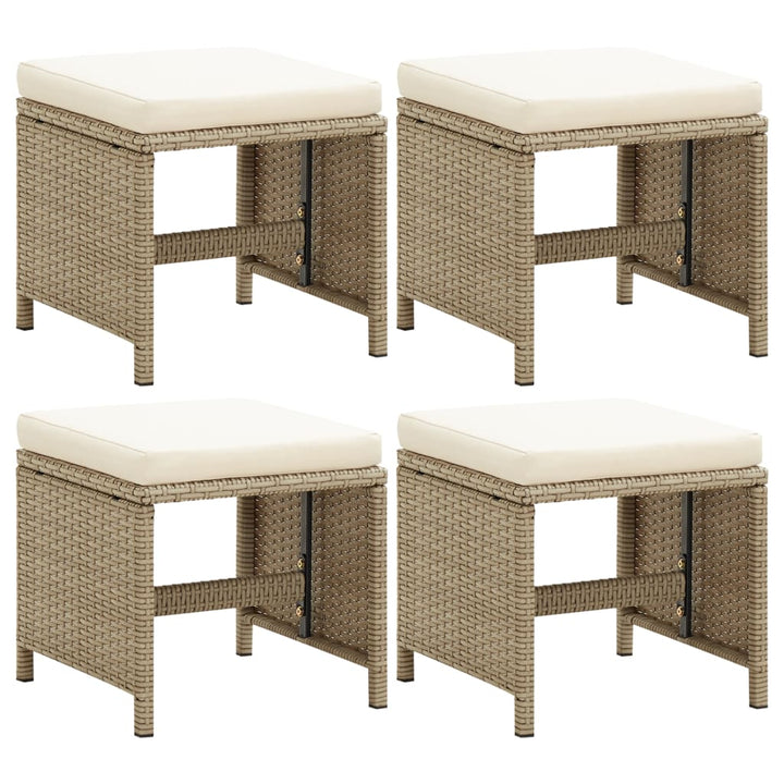 haveskamler 4 stk. med hynder polyrattan beige