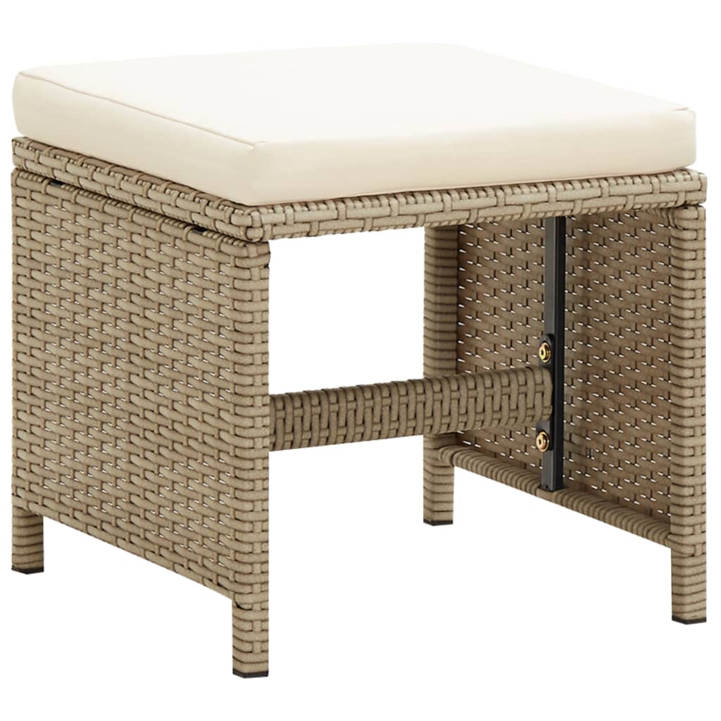 haveskamler 4 stk. med hynder polyrattan beige