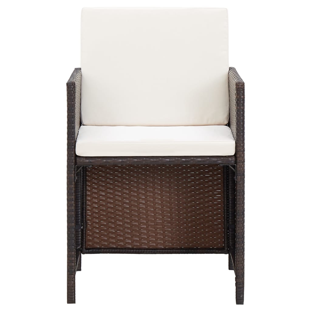 havestole med skamler 4 dele polyrattan brun